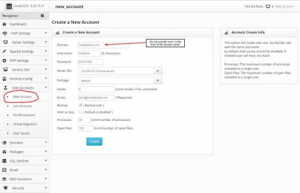 Setting up User account and Domain in Centos Web Panel Setting up User account and Domain in Centos Web Panel